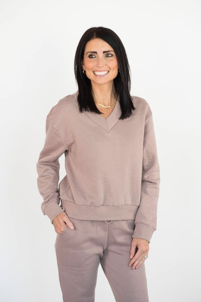 Monet Set with V Neck Top in Mocha