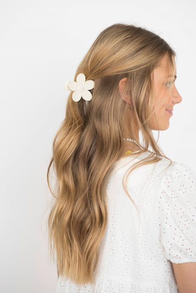 Medium Ivory Flower Claw Clip
