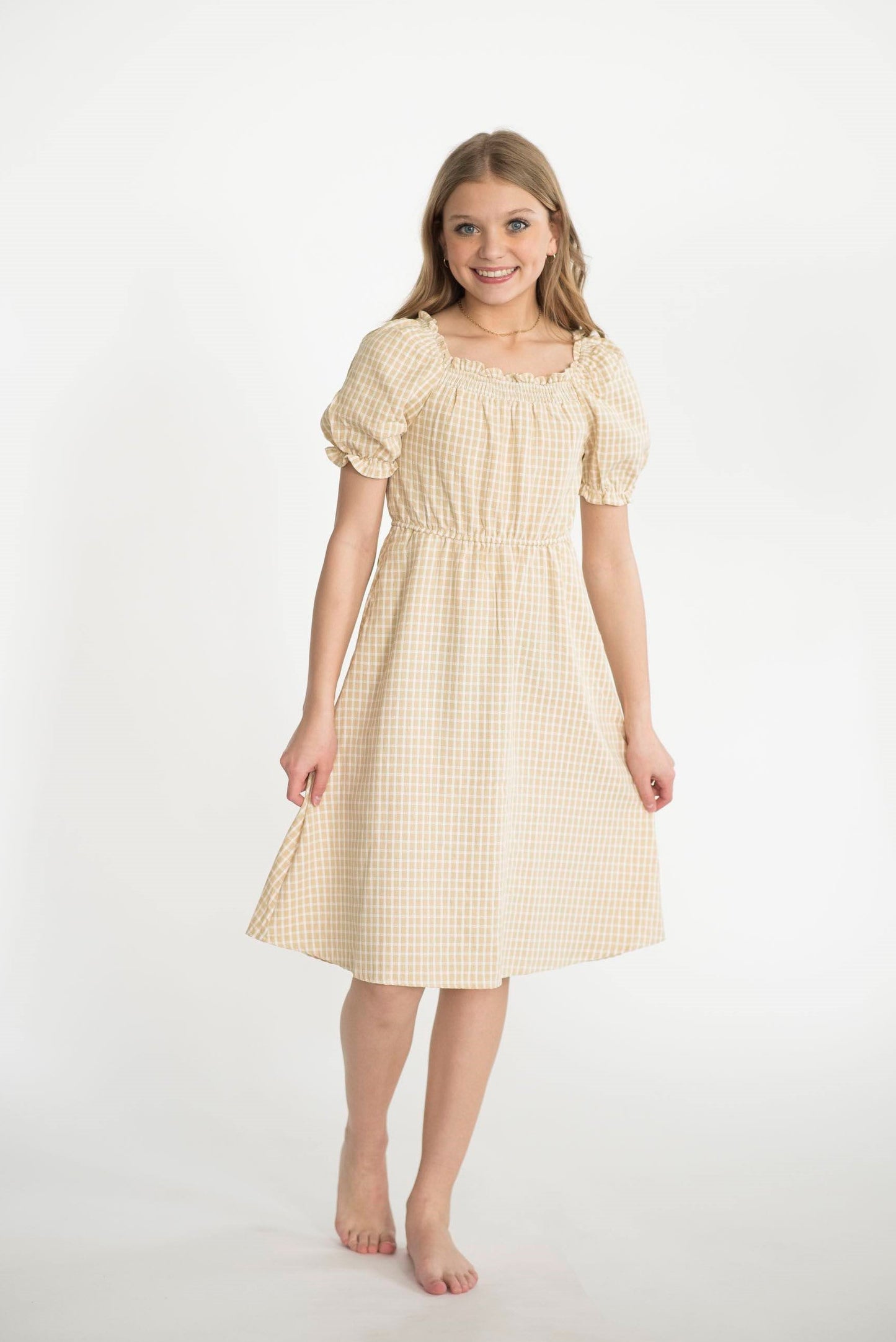 Maycee Gingham Dress in Yellow