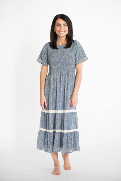 Jaylen Smocked Top Dress in Blue