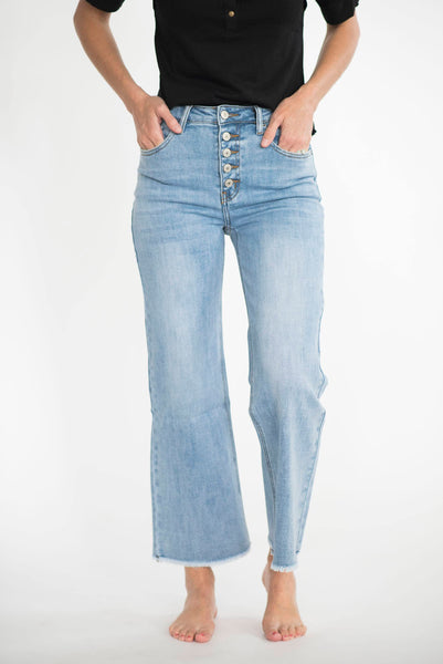 Rhea High Rise Cropped Jeans in Light Denim