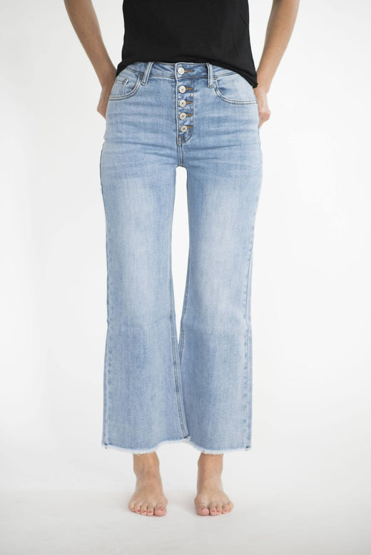 Rhea High Rise Cropped Jeans in Light Denim — Brooklyn Blush women's boutique, Draper Utah