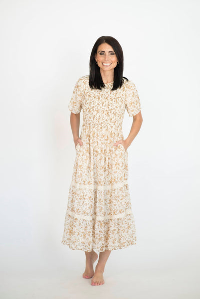 Jaylen Smocked Top Dress in Ivory