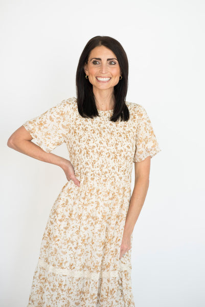 Jaylen Smocked Top Dress in Ivory