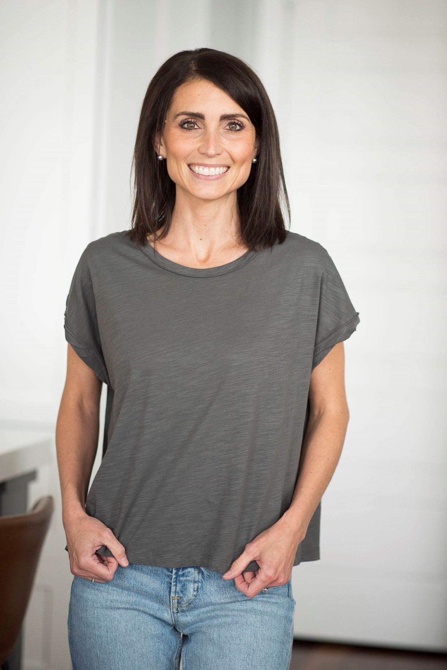 Izzy Tee in Charcoal